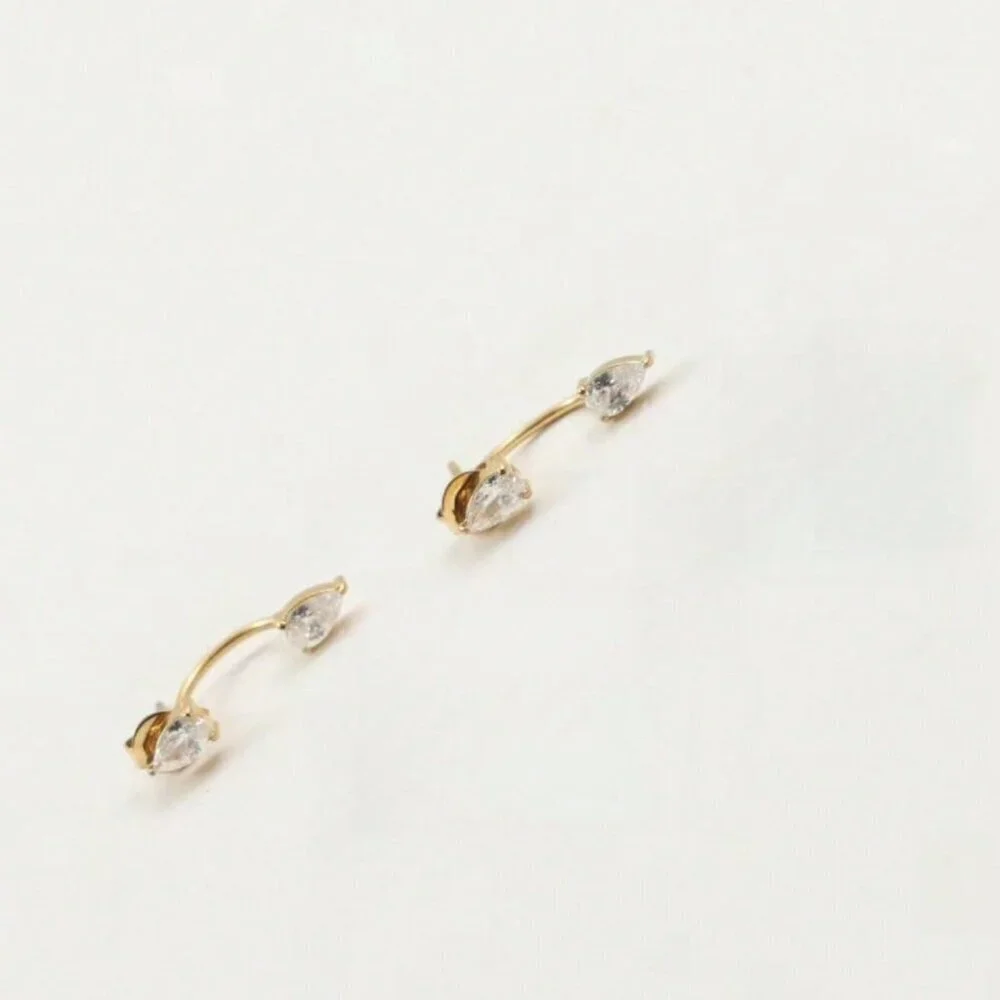 Elegant Copper Zirconia Stud Earrings